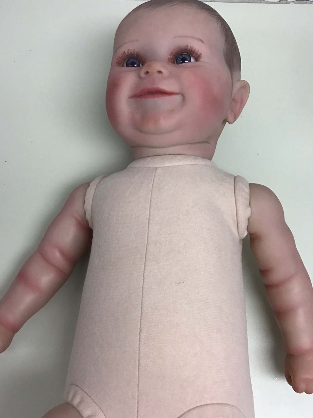 Reborn “Maddy” Beige Fabric Body Baby Doll with Vinyl Limbs - Picture 7 of 8